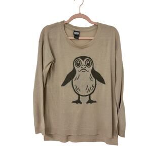 🤎✨ Star Wars Porg Sweater Size M Beige Lightweight Cozy Nerd Chic